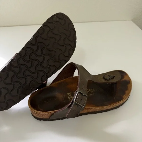 Birkenstock Gizeh Oiled Leather Bronze Sandals Women’s Size 37 - Picture 8 of 10